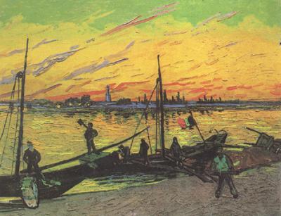 Vincent Van Gogh Coal Barges (nn04) oil painting image